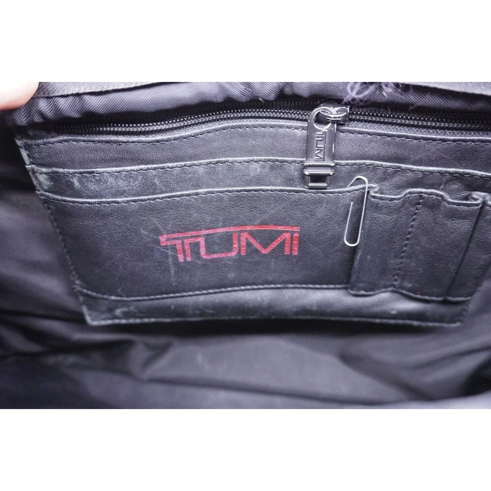 Vtg Tumi Alpha Briefcase Expandable Black Distressed Leather Business Shoulder